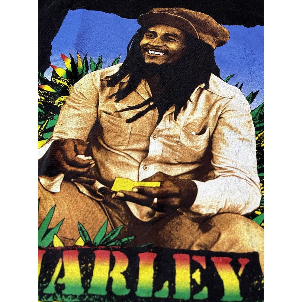 Vintage Bob Marley 1993 Herb Rap T-shirt Size XL Single Stitch Wild Oats Tag - Picture 6 of 10